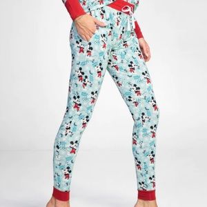 Little Sleepies Light Blue Mickey Print Joggers with Red Accents